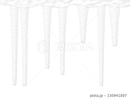 白背景に垂れ下がる抽象的なつららの3dイラスト 130941897