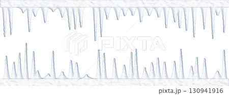 白背景に垂れ下がる抽象的なつららの3dイラスト 130941916