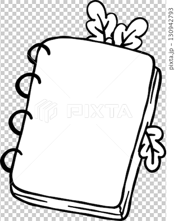 Cute Autumn Back to School Outline, a Notebook with Autumn Leaves 130942793