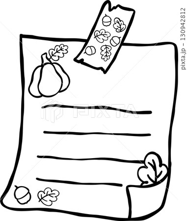 Cute Autumn Back to School Outline, Paper with A Grade Drawing Cute Autumn Back to School Outline, Paper with A Grade Drawing 130942812