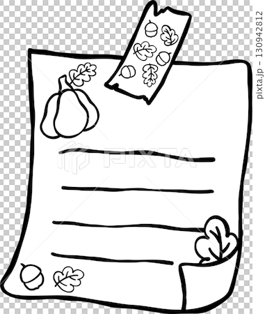 Cute Autumn Back to School Outline, Paper with A Grade Drawing 130942812