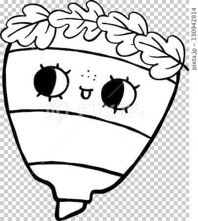 Cute Autumn Back to School Outline, Marker Highlighter with Fall Leaves 130942814