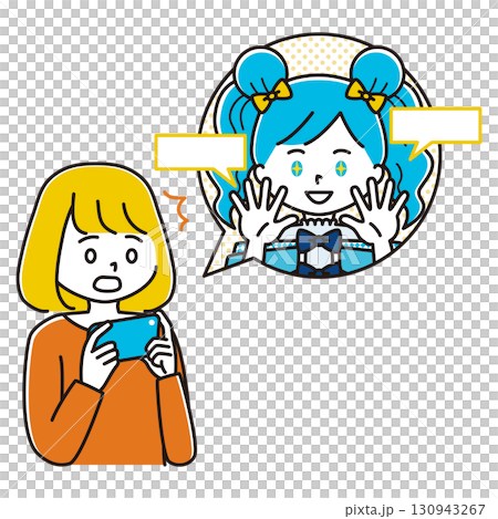 Illustration of a woman shocked by a female Vtuber's broadcast 130943267