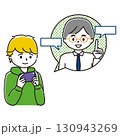 スマホで解説動画を見る男性のイラスト 130943269