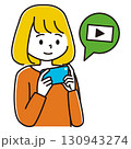 スマホで動画を見る女性のイラスト 130943274