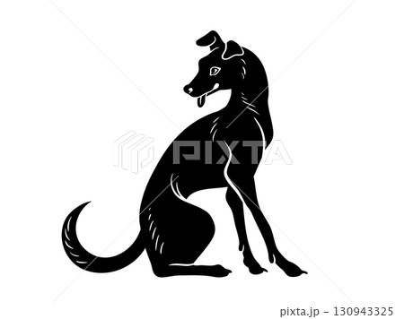 和風タッチの犬 130943325