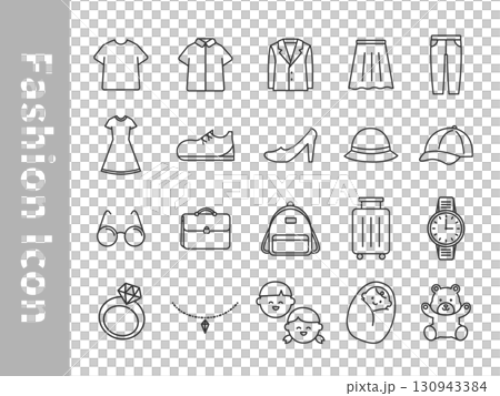 シンプルなファッション・アパレルアイコンセット シンプルなファッション・アパレルアイコンセット 130943384