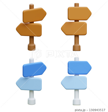 cartoon style signpost 3D Icon graphic in Various Angle 130943517