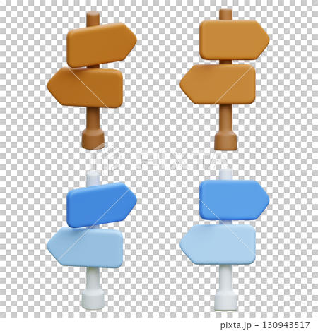 cartoon style signpost 3D Icon graphic in Various Angle 130943517