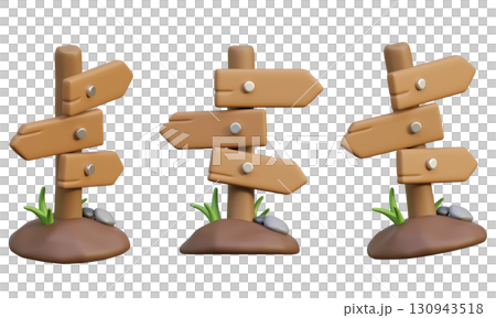 cartoon style signpost 3D Icon graphic in Various Angle 130943518