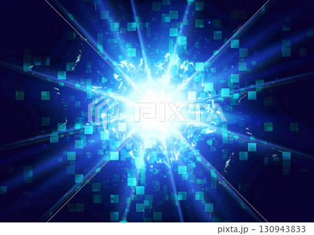 爆発の効果のある抽象的な青い光の3dイラスト 爆発の効果のある抽象的な青い光の3dイラスト 130943833