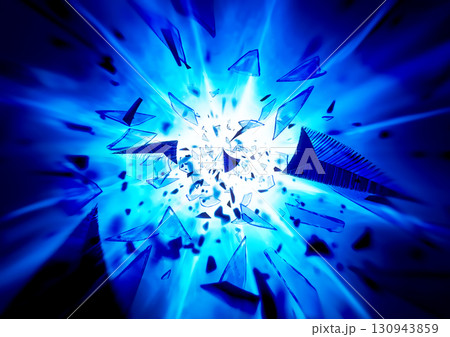 爆発の効果のある抽象的な青い光の3dイラスト 爆発の効果のある抽象的な青い光の3dイラスト 130943859