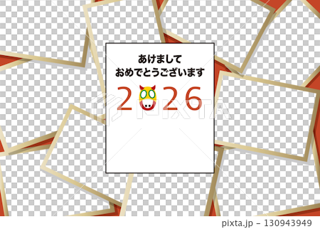 2026 New Year's Card Template "Large Capacity Photo Frame" Happy New Year Pattern with Space for Handwriting 2026 New Year's Card Template "Large Capacity Photo Frame" Happy New Year Pattern with Space for Handwriting 130943949