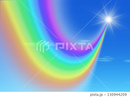 青空に架かる抽象的な虹と太陽の3dイラスト 130944209