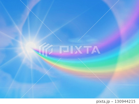 青空に架かる抽象的な虹と太陽の3dイラスト 青空に架かる抽象的な虹と太陽の3dイラスト 130944215