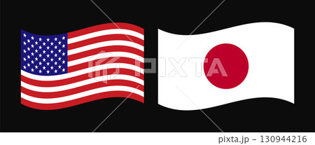 American and Japanese Flags Side-by-Side, Representing International Relations. American and Japanese Flags Side-by-Side, Representing International Relations. 130944216
