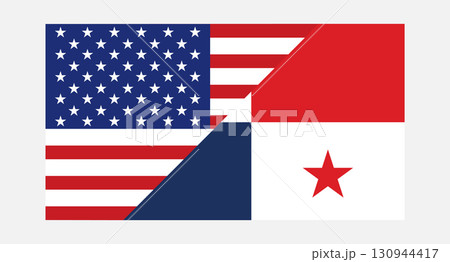 American and Panama Flags Combined, Symbol of International Relations. American vs Panama Flags. 130944417