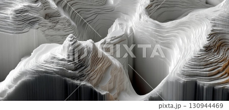 Abstract White Topography with Smooth Lines and Intricate Design 130944469