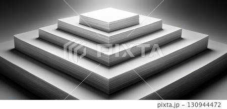 Stacked Layers of Clean White Paper Folding into a Neat Arrangement 130944472