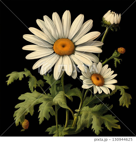 an AI Image Generator, Detailed Botanical Illustration of Bright Blooming 130944625