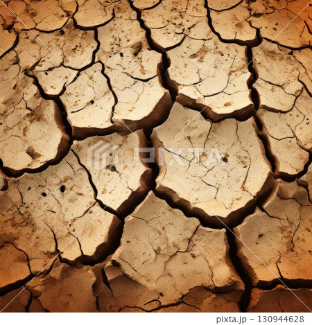 an AI Image Generator, Dried Cracked Earth Texture Depicting Drought 130944628