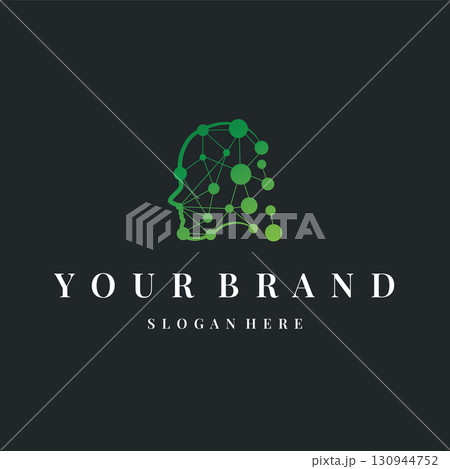 Neuron Logo, Neuron Nerve or Seaweed Vector Abstract Molecule Design, Template Illustration 130944752