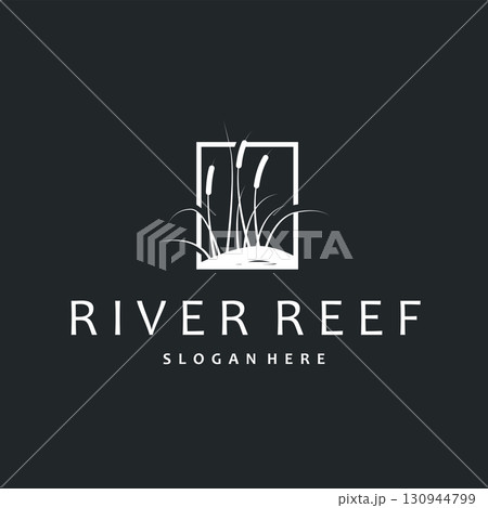 cattails logo river grass plant with river concept and simple silhouette plant design symbol illustration tremlet icon poster or product cattails logo river grass plant with river concept and simple silhouette plant design symbol illustration tremlet icon poster or product 130944799