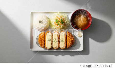 Cheese Pork Cutlet Set with Steaming Miso Soup 130944941