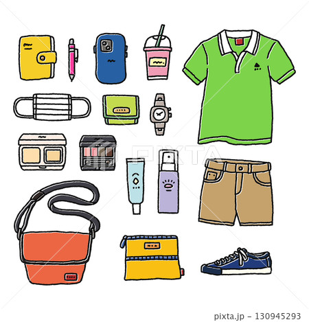かわいいファッション・雑貨・コスメ・いろいろイラストセット 130945293