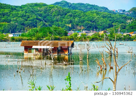 水害で水に浸かった建物 水害で水に浸かった建物 130945362
