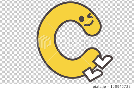 帶有字母 C 插圖的可愛角色學習材料。字母 C 130945722