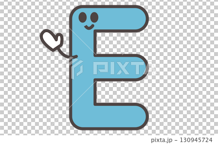 帶有字母 E 插圖的可愛角色學習材料。字母 E 130945724