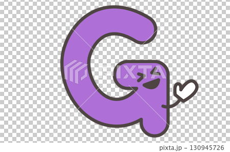 帶有字母 G 插圖的可愛角色學習材料。字母 G 130945726