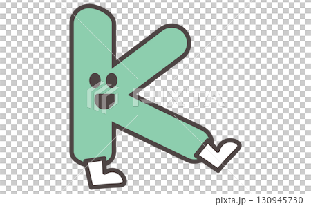帶有字母 K 插圖的可愛角色學習材料。字母 K 130945730