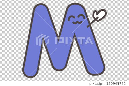 帶有字母 M 插圖的可愛角色學習材料。字母 M 130945732
