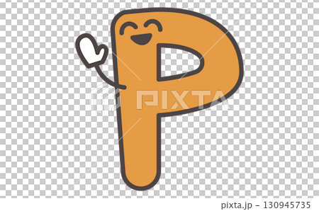 帶有字母 P 插圖的可愛角色學習材料。字母 P 130945735