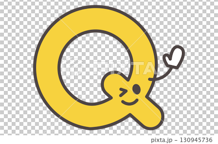 帶有字母 Q 插圖的可愛角色學習材料。字母 Q 130945736