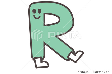 アルファベットのRのイラストでかわいいキャラクターの学習素材 Alphabet Letter R 130945737