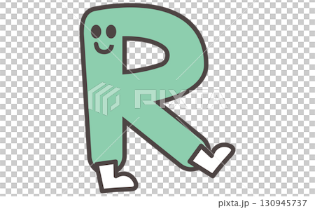 アルファベットのRのイラストでかわいいキャラクターの学習素材 Alphabet Letter R 130945737