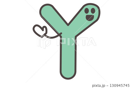 アルファベットのYのイラストでかわいいキャラクターの学習素材 Alphabet Letter Y 130945745