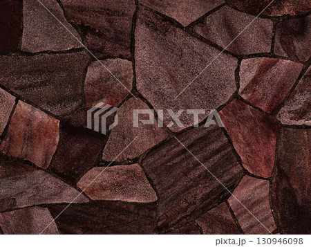 暗く濃い赤茶色の乱張りした乱形の敷石の表面の背景画像2 暗く濃い赤茶色の乱張りした乱形の敷石の表面の背景画像2 130946098