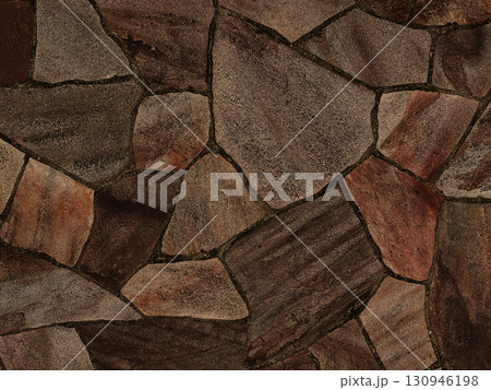 暗い茶色の乱張りした乱形の敷石の表面の背景画像2 暗い茶色の乱張りした乱形の敷石の表面の背景画像2 130946198