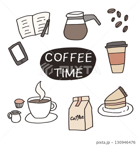 かわいいコーヒーのイラストセット 130946476