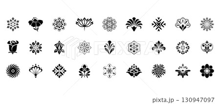 Flower icons set. Isolated elements for design. Vector graphics. Flower icons set. Isolated elements for design. Vector graphics. 130947097