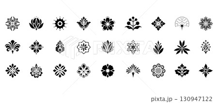 Flower icons set. Isolated elements for design. Vector graphics. 130947122