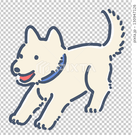 一隻白色日本狗的插圖 130947126