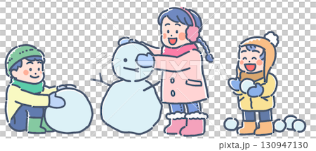 Illustration of children playing in the snow 130947130