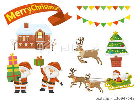 かわいいクリスマスのイラストセット 130947548