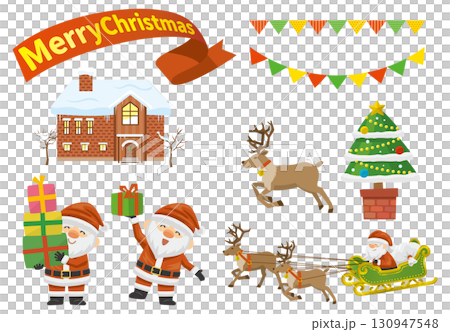 かわいいクリスマスのイラストセット 130947548