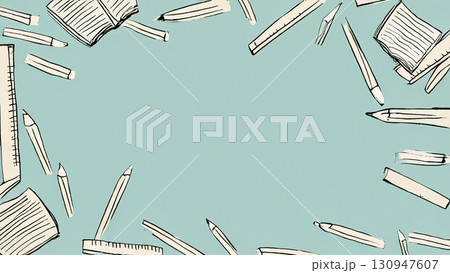 ナチュラルな文房具のイラスト ナチュラルな文房具のイラスト 130947607